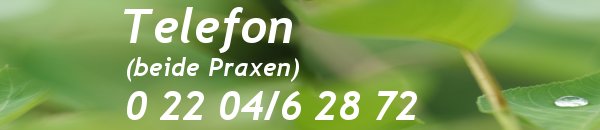 Telefon (beide Praxen): 0 22 04 / 6 28 71
